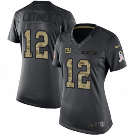 Women's Nike New York Giants 12 Cody Latimer Limited Black 2016 Salute to Service NFL Jersey