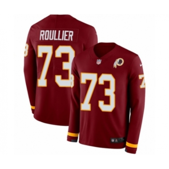 Youth Nike Washington Redskins 73 Chase Roullier Limited Burgundy Therma Long Sleeve NFL Jersey