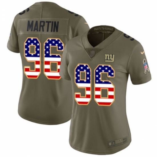 Women's Nike New York Giants 96 Kareem Martin Limited Olive USA Flag 2017 Salute to Service NFL Jersey