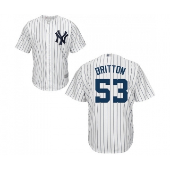 Men's New York Yankees 53 Zach Britton Replica White Home Baseball Jersey