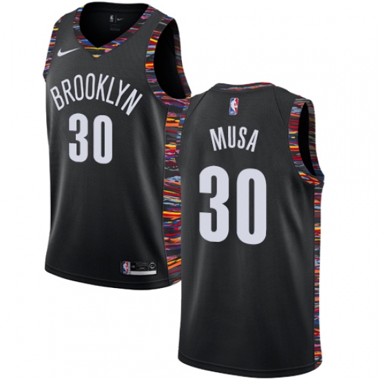 Men's Nike Brooklyn Nets 30 Dzanan Musa Swingman Black NBA Jersey - 2018 19 City Edition