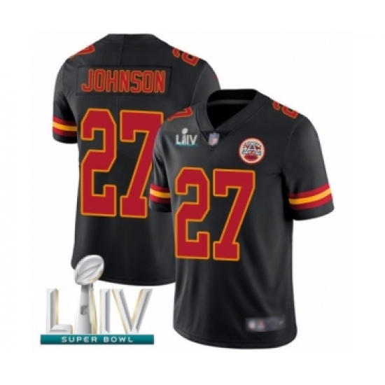 Youth Kansas City Chiefs 27 Larry Johnson Limited Black Rush Vapor Untouchable Super Bowl LIV Bound Football Jersey