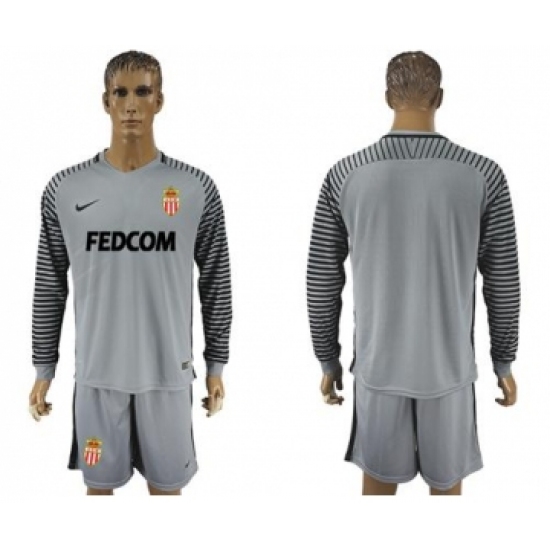 Monaco Blank Grey Goalkeeper Long Sleeves Soccer Club Jersey