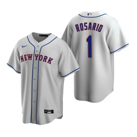 Men's Nike New York Mets 1 Amed Rosario Gray Road Stitched Baseball Jersey