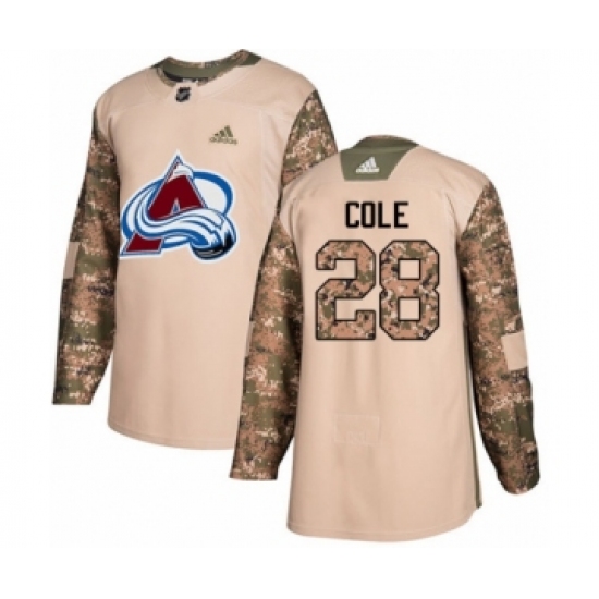 Men's Adidas Colorado Avalanche 28 Ian Cole Authentic Camo Veterans Day Practice NHL Jersey