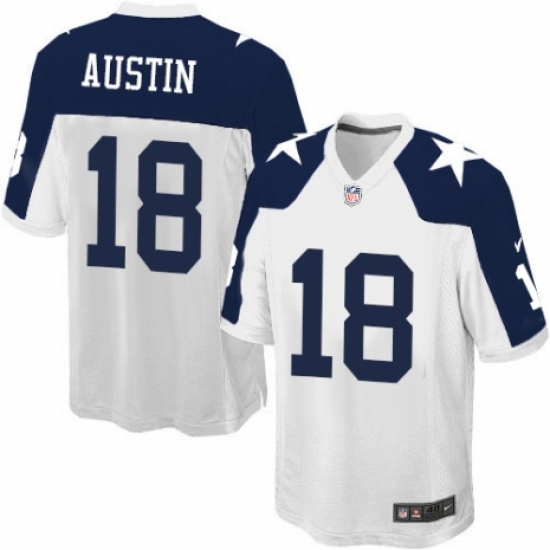 Men's Nike Dallas Cowboys 18 Tavon Austin Game White Throwback Alternate NFL Jersey