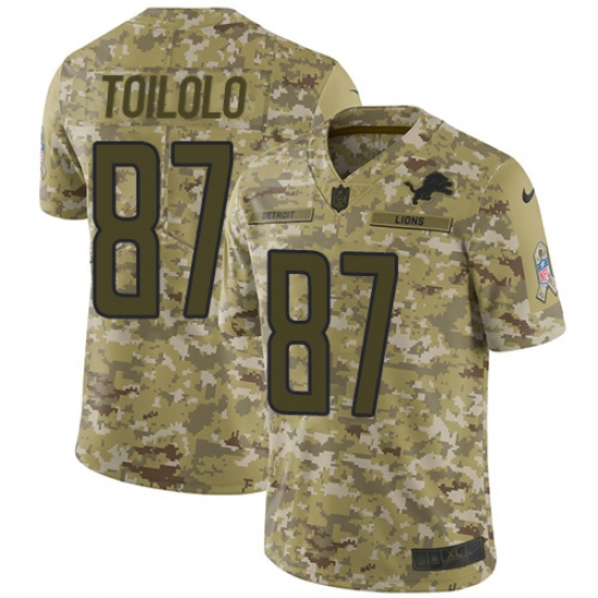 Men's Nike Detroit Lions 87 Levine Toilolo Limited Camo 2018 Salute to Service NFL Jersey