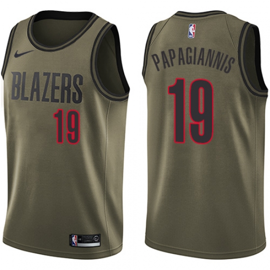 Youth Nike Portland Trail Blazers 19 Georgios Papagiannis Swingman Green Salute to Service NBA Jersey