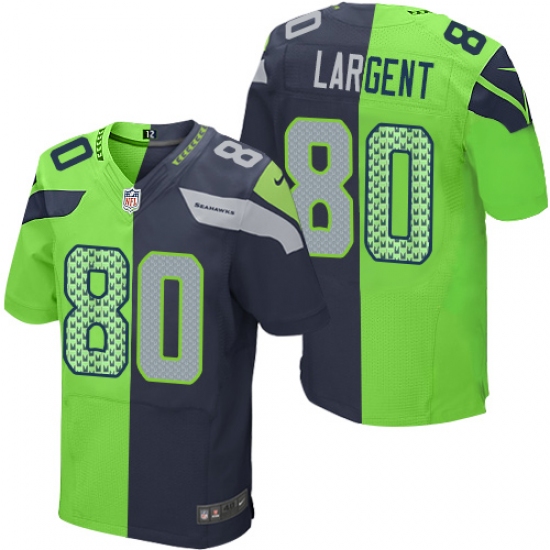 Men's Nike Seattle Seahawks 80 Steve Largent Elite Navy/Green Split Fashion NFL Jersey