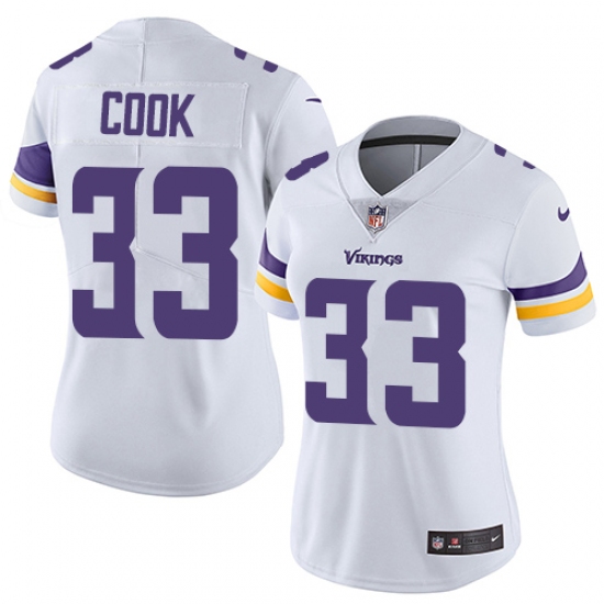 Women's Nike Minnesota Vikings 33 Dalvin Cook Elite White NFL Jersey