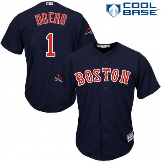 Youth Majestic Boston Red Sox 1 Bobby Doerr Authentic Navy Blue Alternate Road Cool Base 2018 World Series Champions MLB Jersey