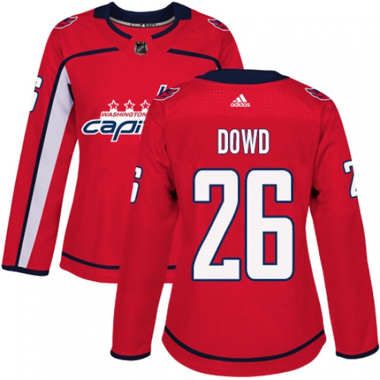 Women's Adidas Washington Capitals 26 Nic Dowd Authentic Red Home NHL Jersey