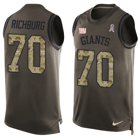 Men's Nike New York Giants 70 Weston Richburg Limited Green Salute to Service Tank Top NFL Jersey