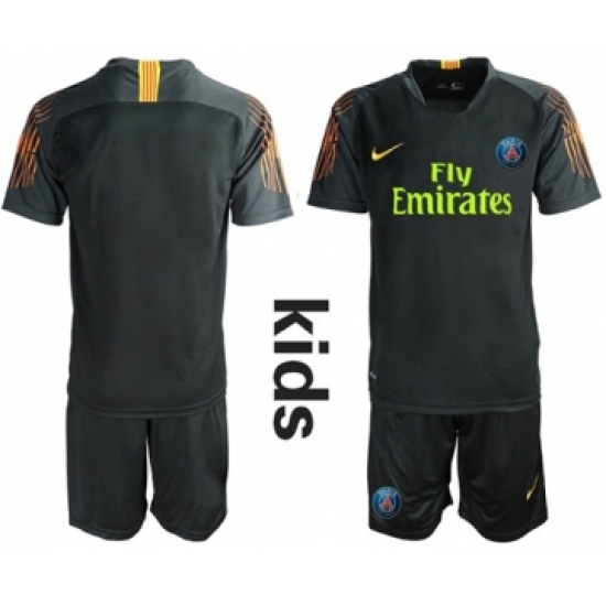 Paris Saint Germain Blank Black Goalkeeper Kid Soccer Club Jersey