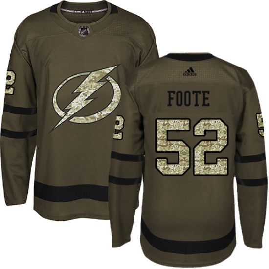 Youth Adidas Tampa Bay Lightning 52 Callan Foote Authentic Green Salute to Service NHL Jersey