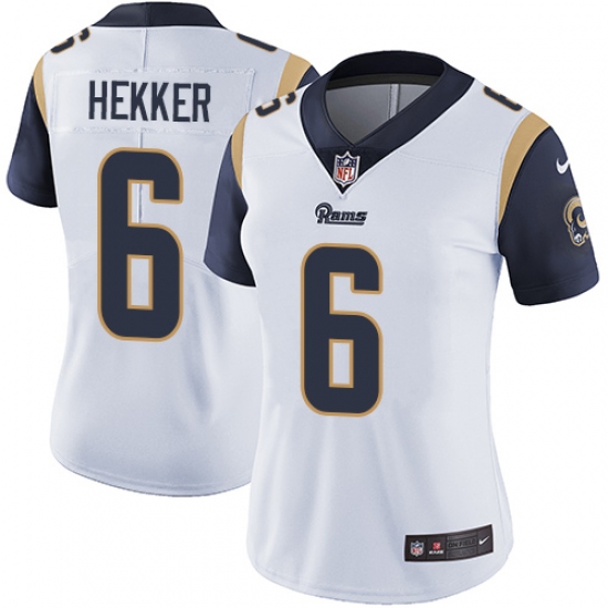 Women's Nike Los Angeles Rams 6 Johnny Hekker White Vapor Untouchable Limited Player NFL Jersey