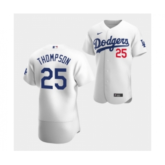 Men's Los Angeles Dodgers 25 Trayce Thompson White Flex Base Stitched Jersey