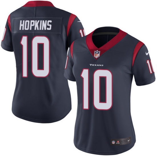 Women's Nike Houston Texans 10 DeAndre Hopkins Elite Navy Blue Team Color NFL Jersey