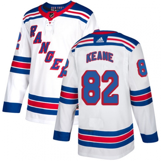 Youth Adidas New York Rangers 82 Joey Keane Authentic White Away NHL Jersey