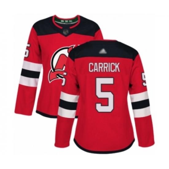 Women's New Jersey Devils 5 Connor Carrick Authentic Red Home Hockey Jersey