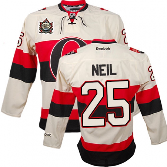 Men's Reebok Ottawa Senators 25 Chris Neil Premier Cream 2014 Heritage Classic NHL Jersey