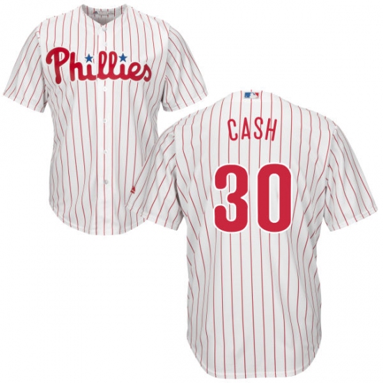 Youth Majestic Philadelphia Phillies 30 Dave Cash Replica White/Red Strip Home Cool Base MLB Jersey
