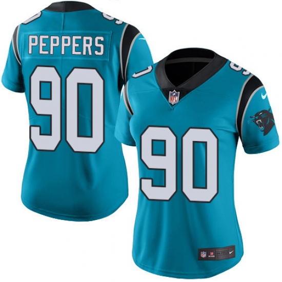 Women's Nike Carolina Panthers 90 Julius Peppers Blue Alternate Vapor Untouchable Limited Player NFL Jersey