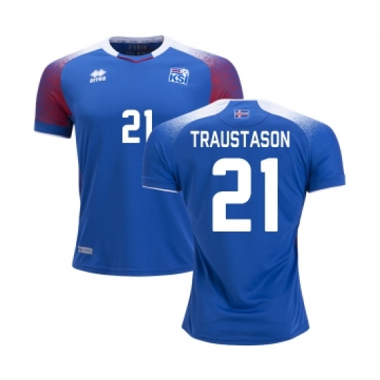 Iceland 21 TRAUSTASON Home Soccer Country Jersey