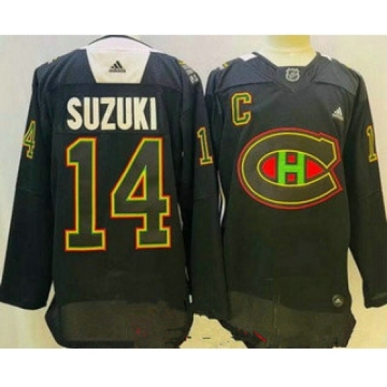 Men's Montreal Canadiens 14 Nick Suzuki Black History Night Authentic Jersey