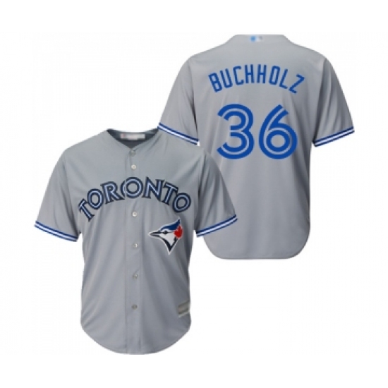 Youth Toronto Blue Jays 36 Clay Buchholz Authentic Grey Road Baseball Jersey