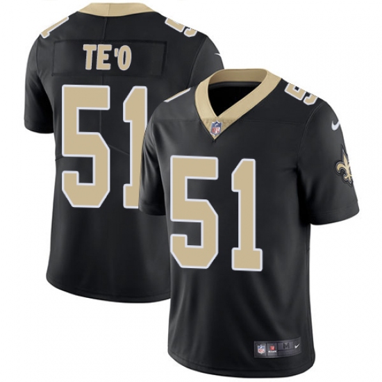 Men's Nike New Orleans Saints 51 Manti Te'o Black Team Color Vapor Untouchable Limited Player NFL Jersey