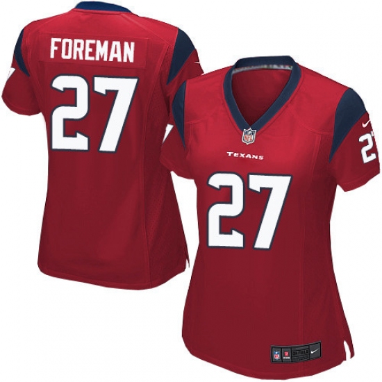 Women's Nike Houston Texans 27 D'Onta Foreman Game Red Alternate NFL Jersey