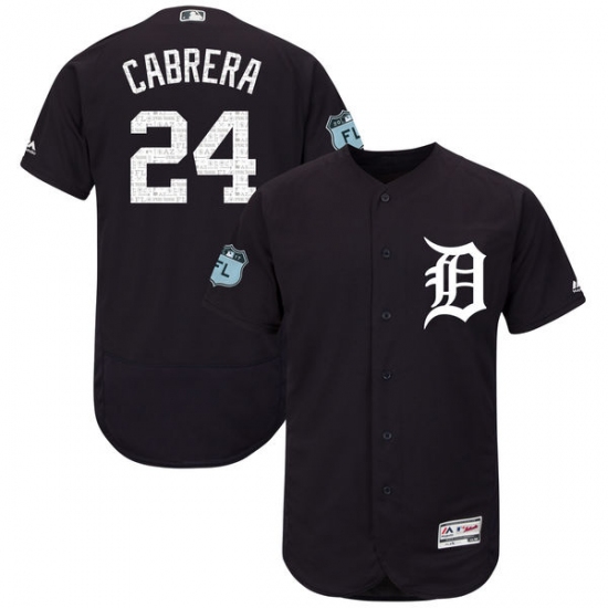 Men's Majestic Detroit Tigers 24 Miguel Cabrera Navy Blue 2017 Spring Training Authentic Collection Flex Base MLB Jersey