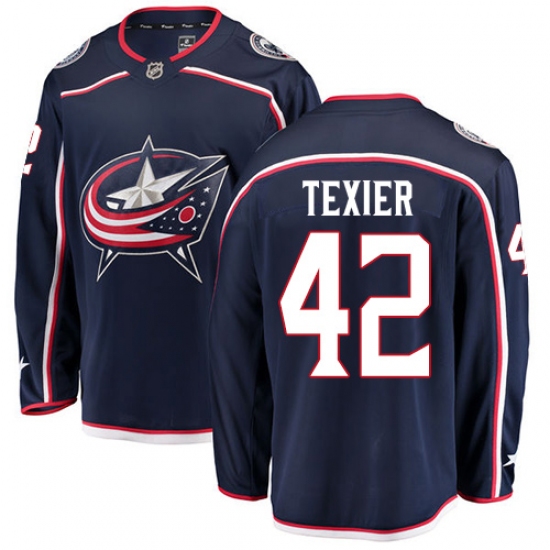 Youth Columbus Blue Jackets 42 Alexandre Texier Fanatics Branded Navy Blue Home Breakaway NHL Jersey