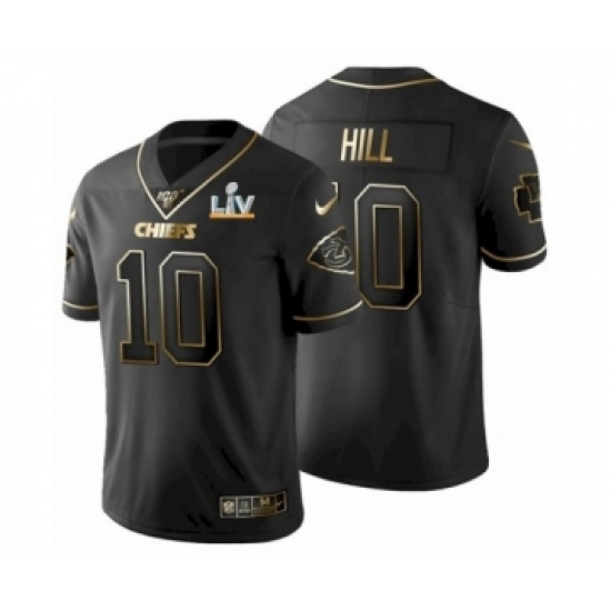 Women's Kansas City Chiefs 10 Tyreek Hill Black Golden Super Bowl LV Jersey