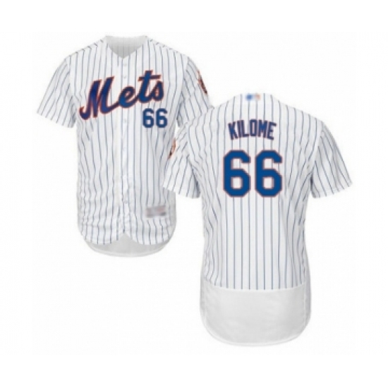 Men's New York Mets 66 Franklyn Kilome White Home Flex Base Authentic Collection Baseball Player Jersey