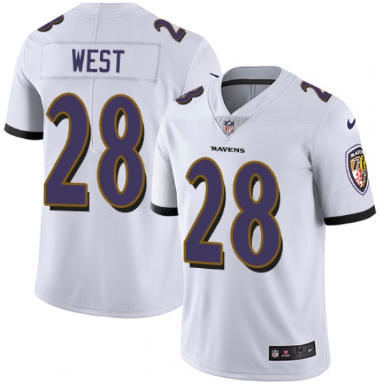 Men's Nike Baltimore Ravens 28 Terrance West White Vapor Untouchable Limited Player NFL Jersey