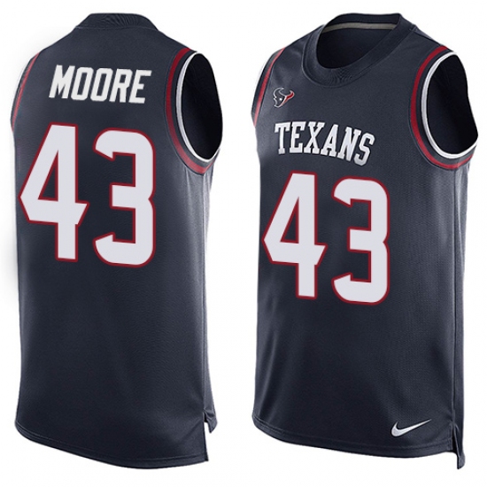 Men's Nike Houston Texans 43 Corey Moore Limited Navy Blue Player Name & Number Tank Top NFL Jersey