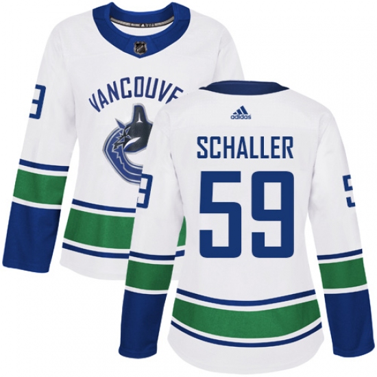 Women's Adidas Vancouver Canucks 59 Tim Schaller Authentic White Away NHL Jersey