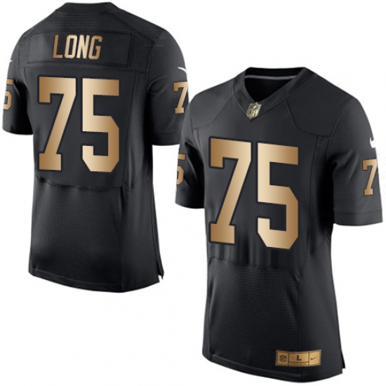 Men's Nike Oakland Raiders 75 Howie Long Elite Black/Gold Team Color NFL Jersey