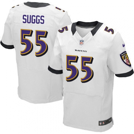 Men's Nike Baltimore Ravens 55 Terrell Suggs Elite White NFL Jersey