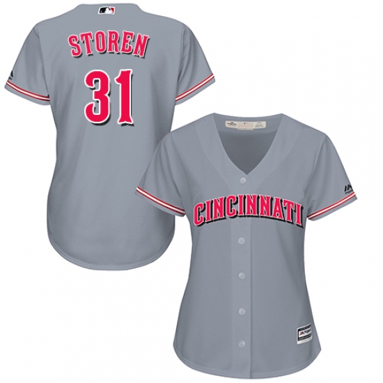 Women's Majestic Cincinnati Reds 31 Drew Storen Authentic Grey Road Cool Base MLB Jersey