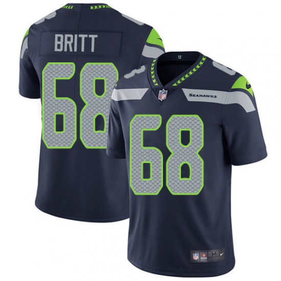 Youth Nike Seattle Seahawks 68 Justin Britt Steel Blue Team Color Vapor Untouchable Limited Player NFL Jersey