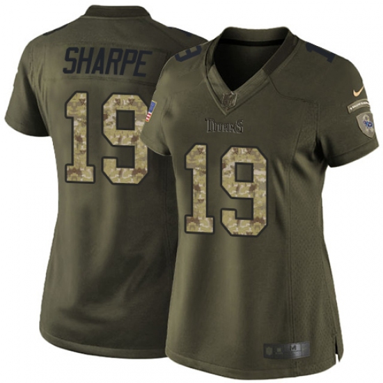 Women's Nike Tennessee Titans 19 Tajae Sharpe Elite Green Salute to Service NFL Jersey