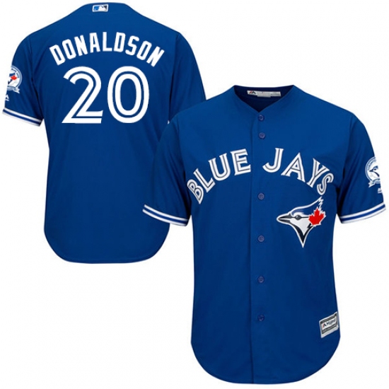 Men's Majestic Toronto Blue Jays 20 Josh Donaldson Replica Blue Alternate 40th Anniversary Patch MLB Jersey