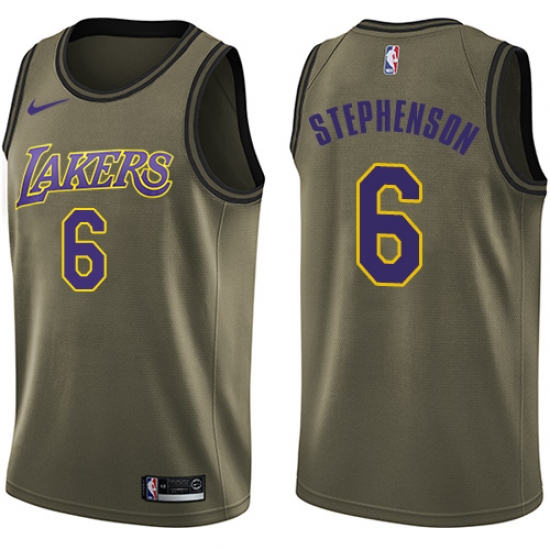 Youth Nike Los Angeles Lakers 6 Lance Stephenson Swingman Green Salute to Service NBA Jersey