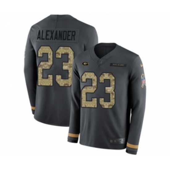 Men's Nike Green Bay Packers 23 Jaire Alexander Limited Black Salute to Service Therma Long Sleeve NFL Jersey