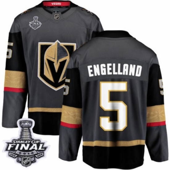 Youth Vegas Golden Knights 5 Deryk Engelland Authentic Black Home Fanatics Branded Breakaway 2018 Stanley Cup Final NHL Jersey