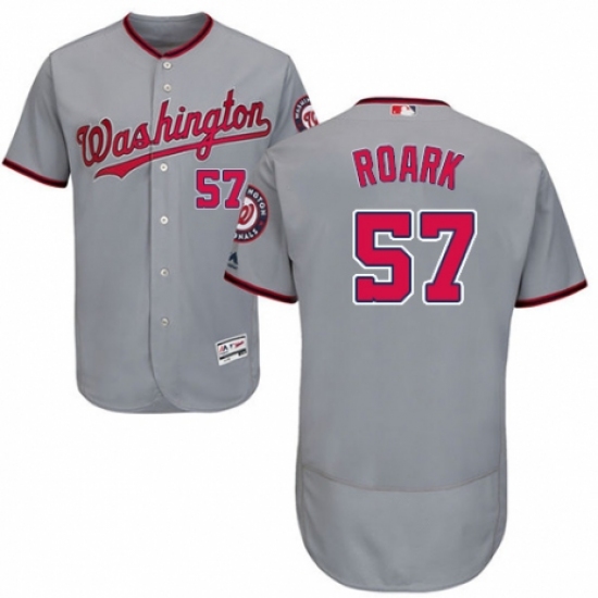 Men's Majestic Washington Nationals 57 Tanner Roark Grey Road Flex Base Authentic Collection MLB Jersey