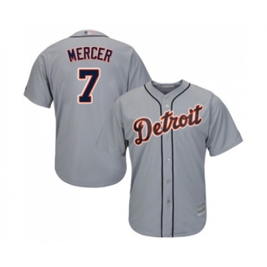 Men's Detroit Tigers 7 Jordy Mercer Replica Grey Road Cool Base Baseball Jersey